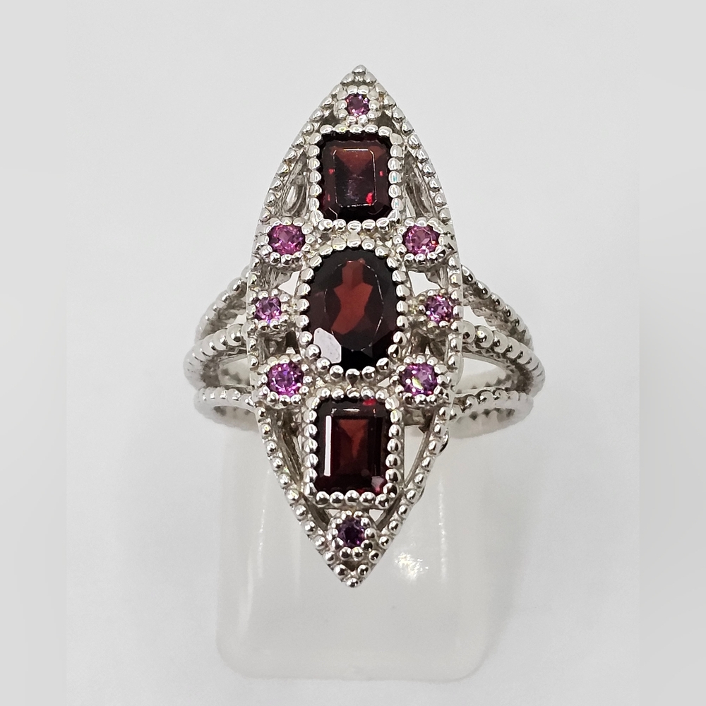 Natural Rhodolite Garnet & Pink Sapphire Ring Size 7! - Picture 6 of 9